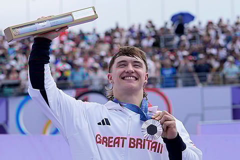 BMX freestyle men's park medal ceremony: Silver medalist Kieran Darren David Reilly, of Britain